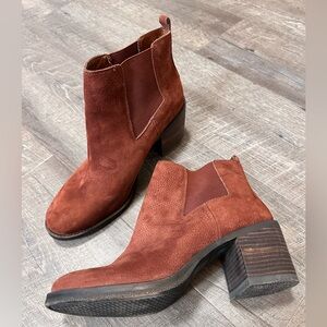 Lucky Brand Ralley Nubuck Leather Booties - Rust Brown - Size 10